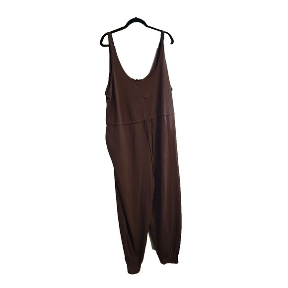 Eloquii Pants - Eloquii Brown Scoop Neck Stretch Sleeveless One Piece Jumpsuit Womans Size 26/28